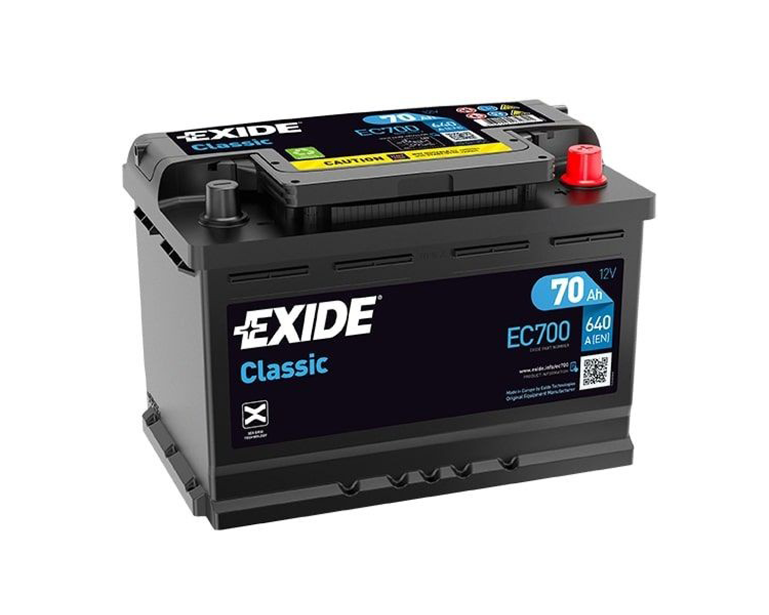 BATTERIE EXIDE 70AH 640A 278X175X190 EQ : E13